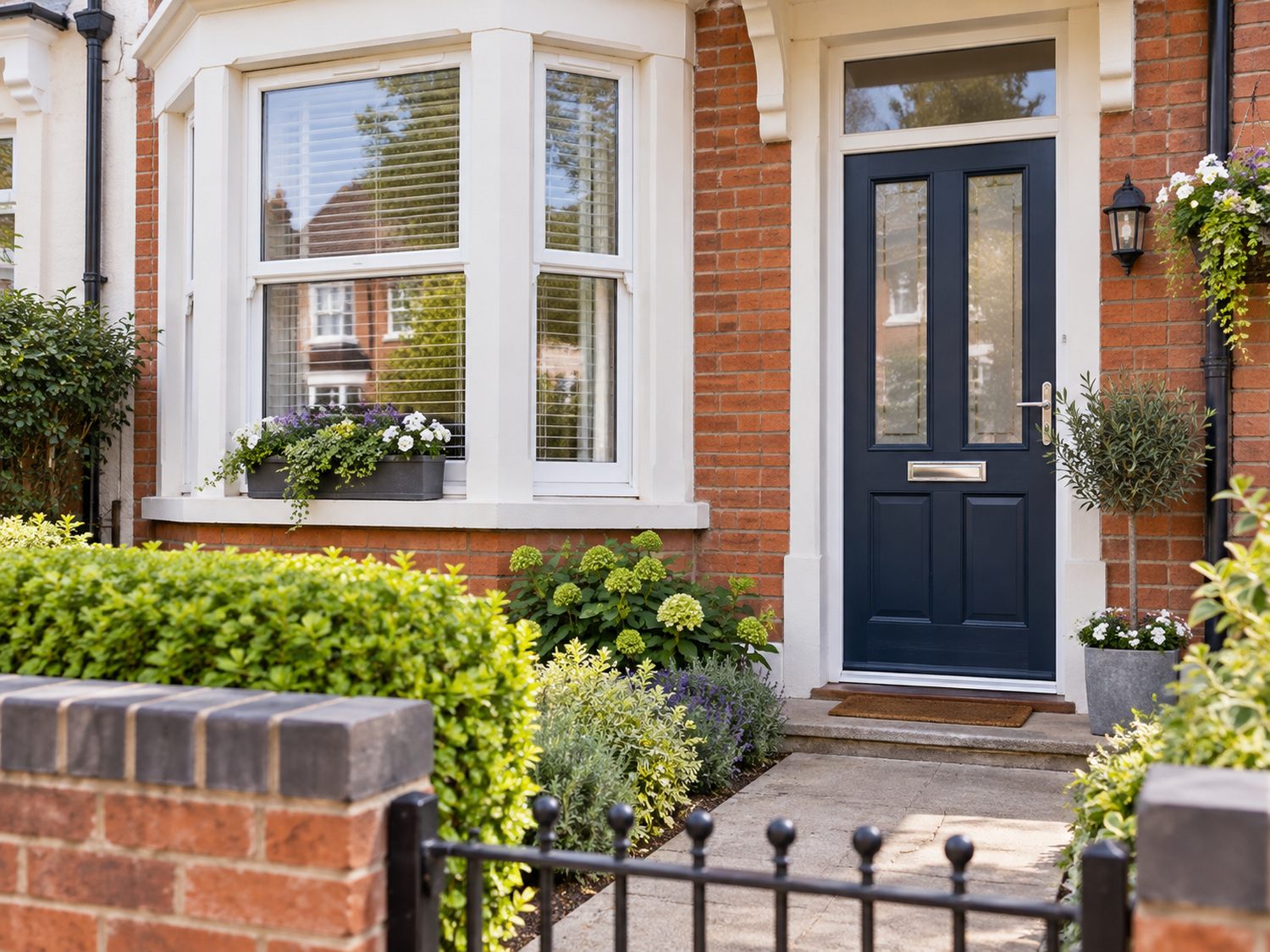 The front door and garden of a well-kept New Chapter home